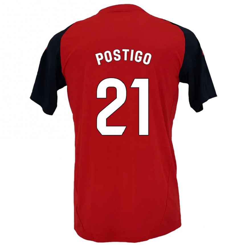 Niño Fútbol Camiseta Sergio Postigo #21 Rojo Negro 1ª Equipación 2024/25