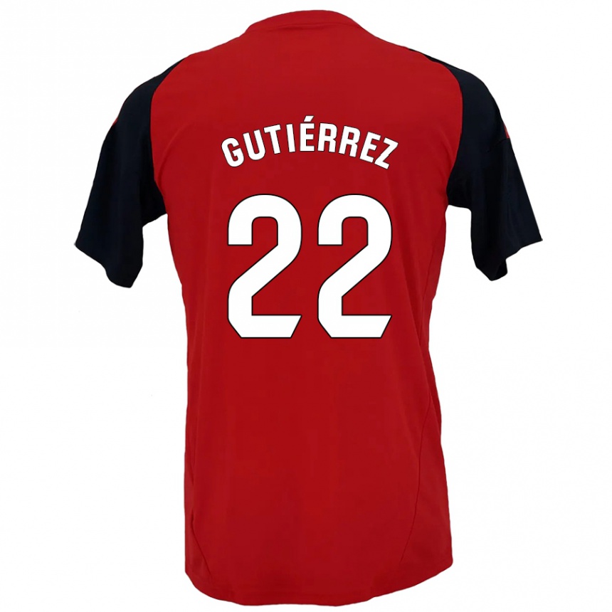 Niño Fútbol Camiseta Juan Gutiérrez #22 Rojo Negro 1ª Equipación 2024/25