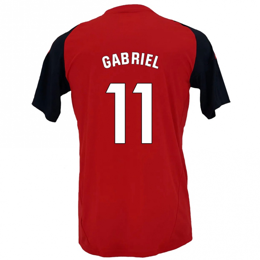 Niño Fútbol Camiseta Sergio Gabriel #11 Rojo Negro 1ª Equipación 2024/25