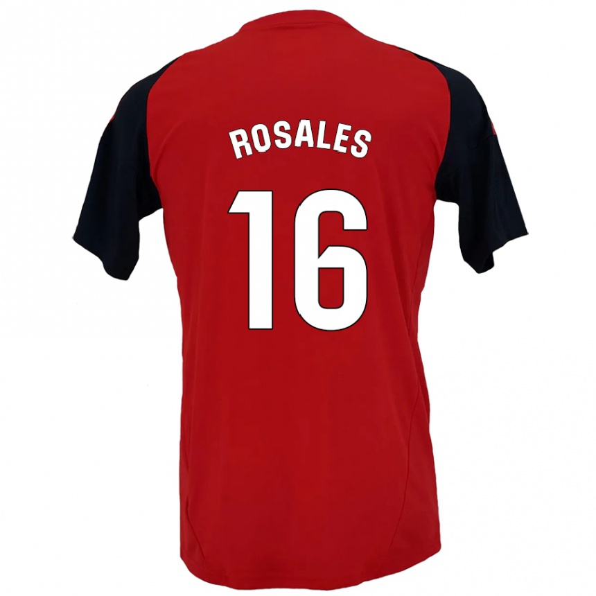 Niño Fútbol Camiseta Diego Rosales #16 Rojo Negro 1ª Equipación 2024/25