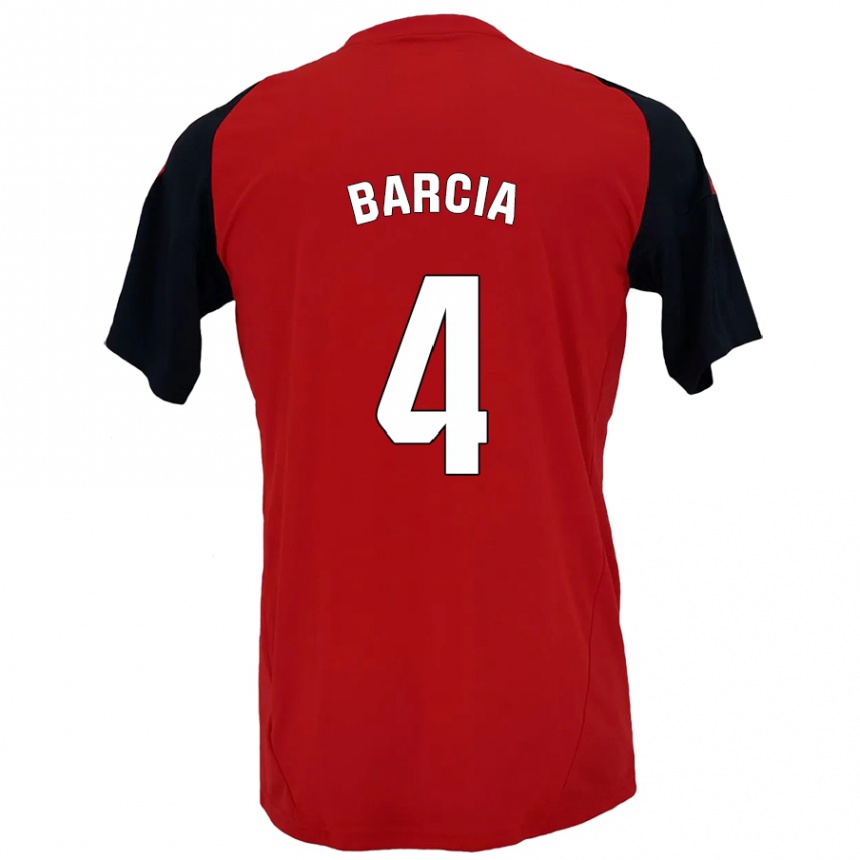 Niño Fútbol Camiseta Sergio Barcia #4 Rojo Negro 1ª Equipación 2024/25