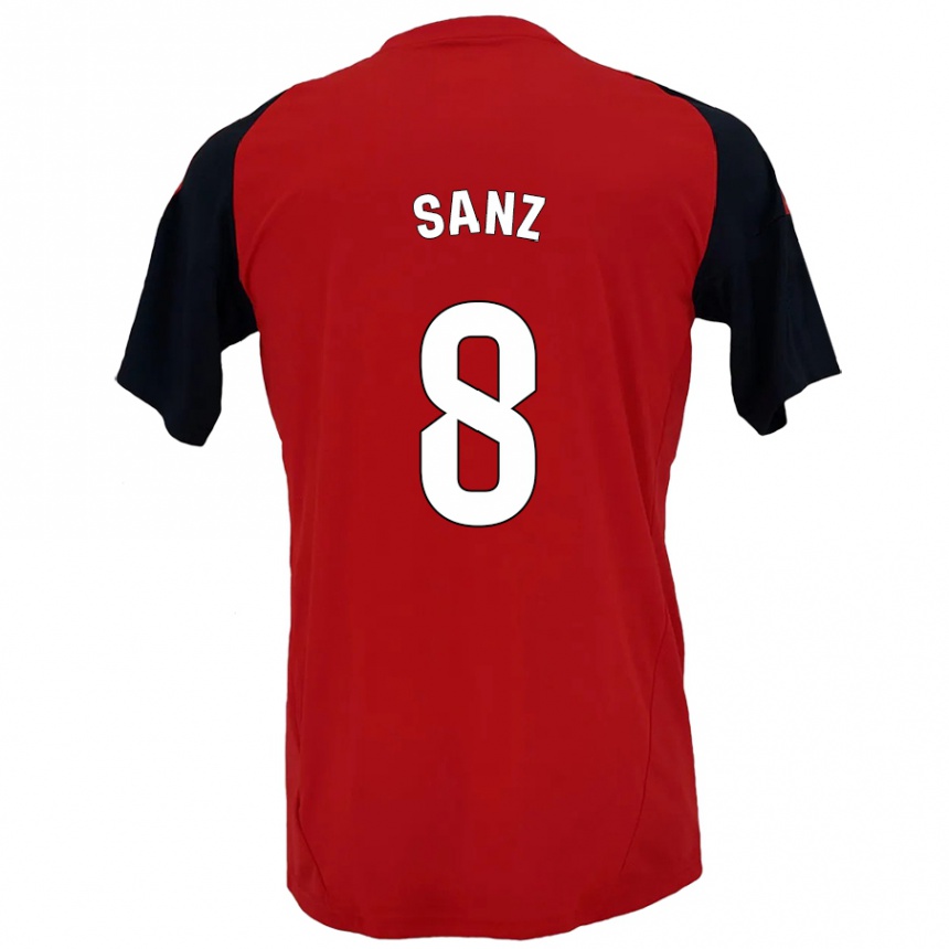 Niño Fútbol Camiseta Álvaro Sanz #8 Rojo Negro 1ª Equipación 2024/25