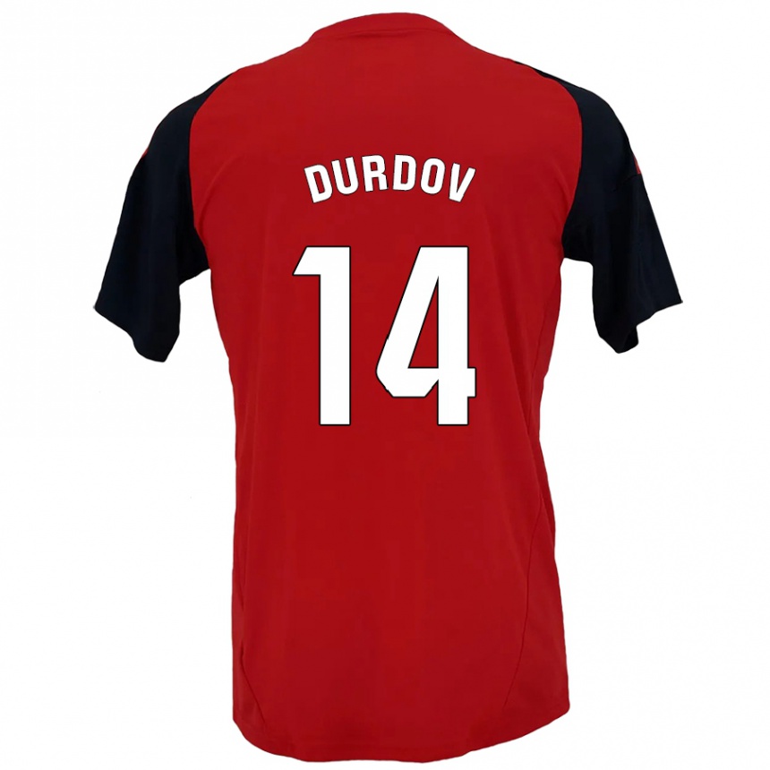 Niño Fútbol Camiseta Ivan Durdov #14 Rojo Negro 1ª Equipación 2024/25