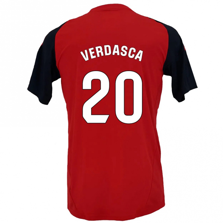 Niño Fútbol Camiseta Diogo Verdasca #20 Rojo Negro 1ª Equipación 2024/25