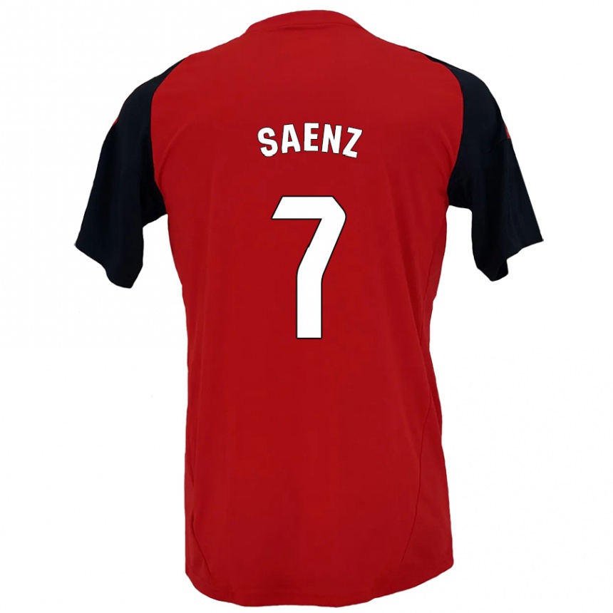 Niño Fútbol Camiseta Raúl Sáenz #7 Rojo Negro 1ª Equipación 2024/25