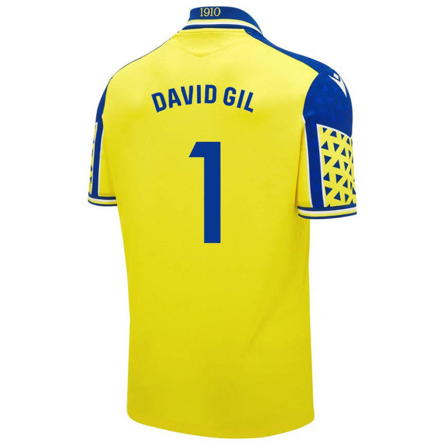 Niño Fútbol Camiseta David Gil #1 Amarillo Azul 1ª Equipación 2024/25