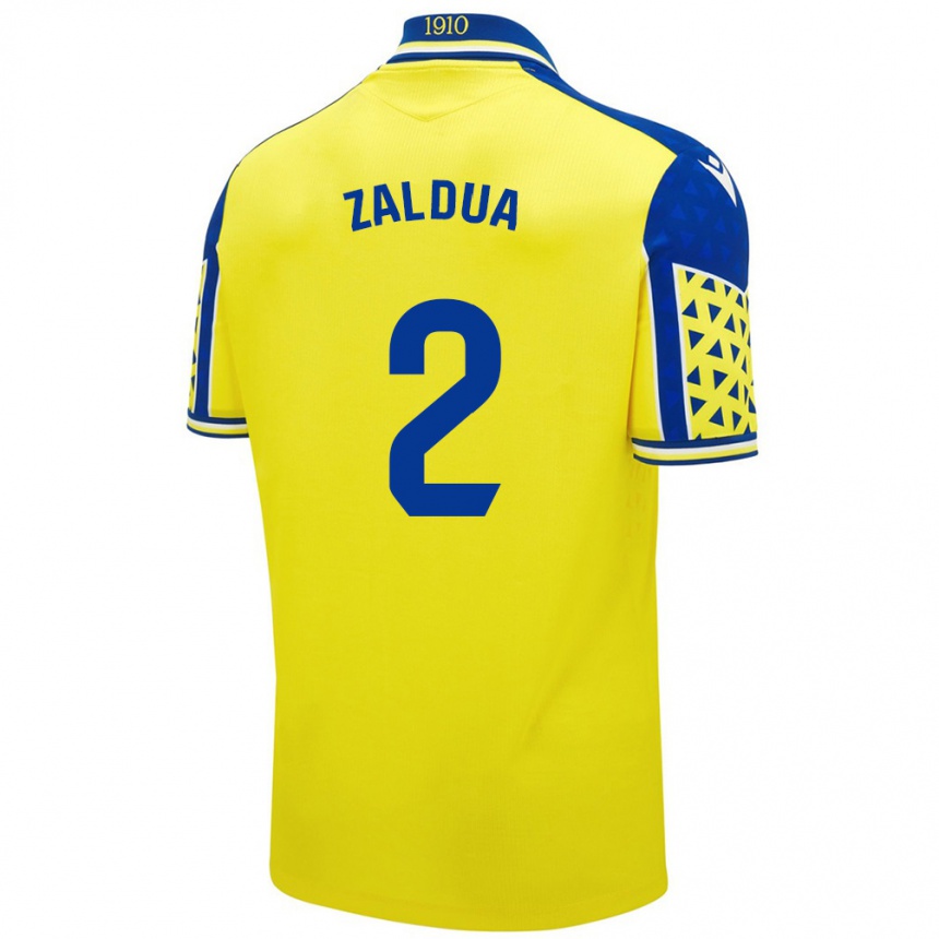 Niño Fútbol Camiseta Joseba Zaldua #2 Amarillo Azul 1ª Equipación 2024/25