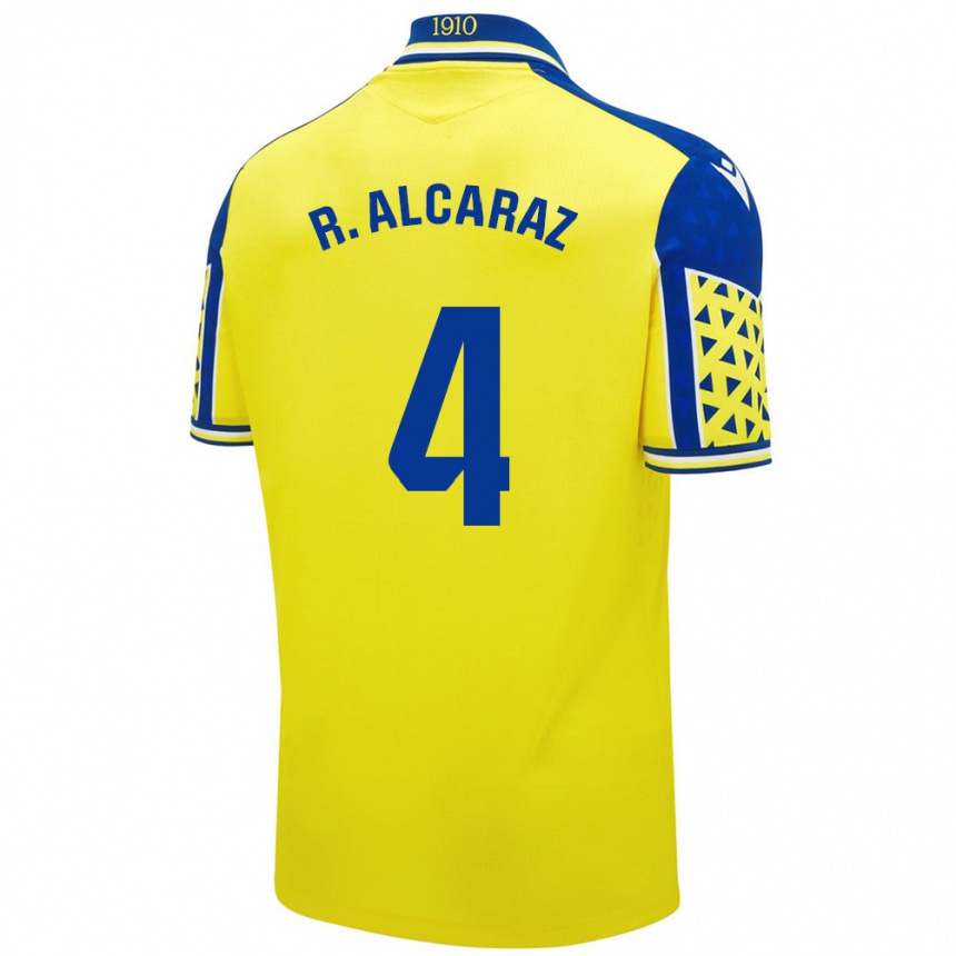 Niño Fútbol Camiseta Rubén Alcaraz #4 Amarillo Azul 1ª Equipación 2024/25