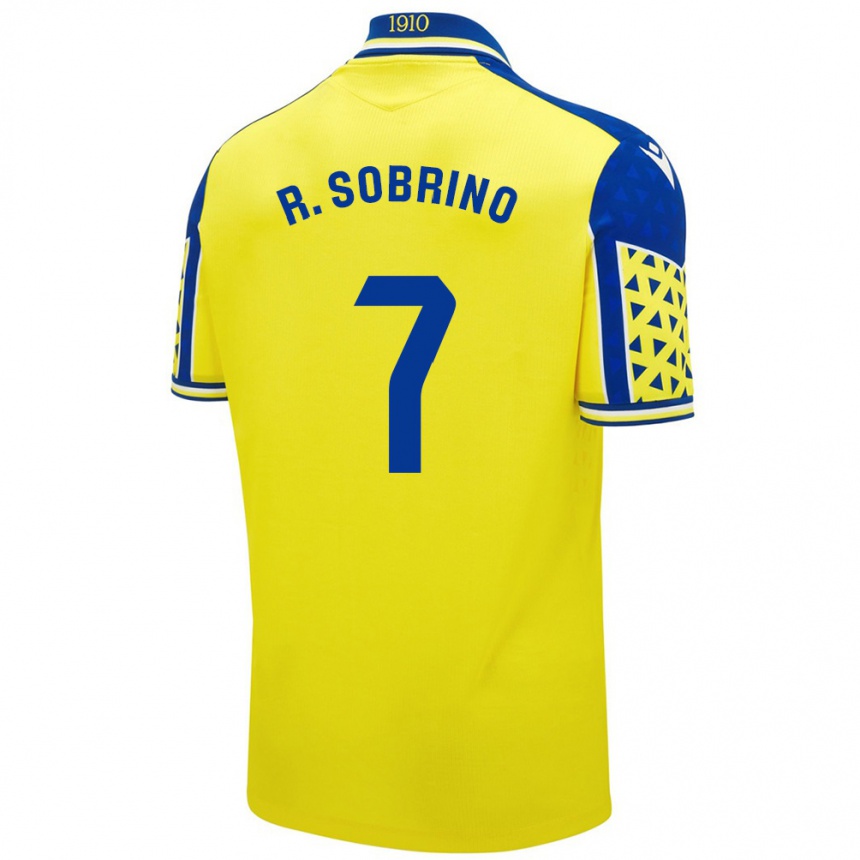 Niño Fútbol Camiseta Rubén Sobrino #7 Amarillo Azul 1ª Equipación 2024/25