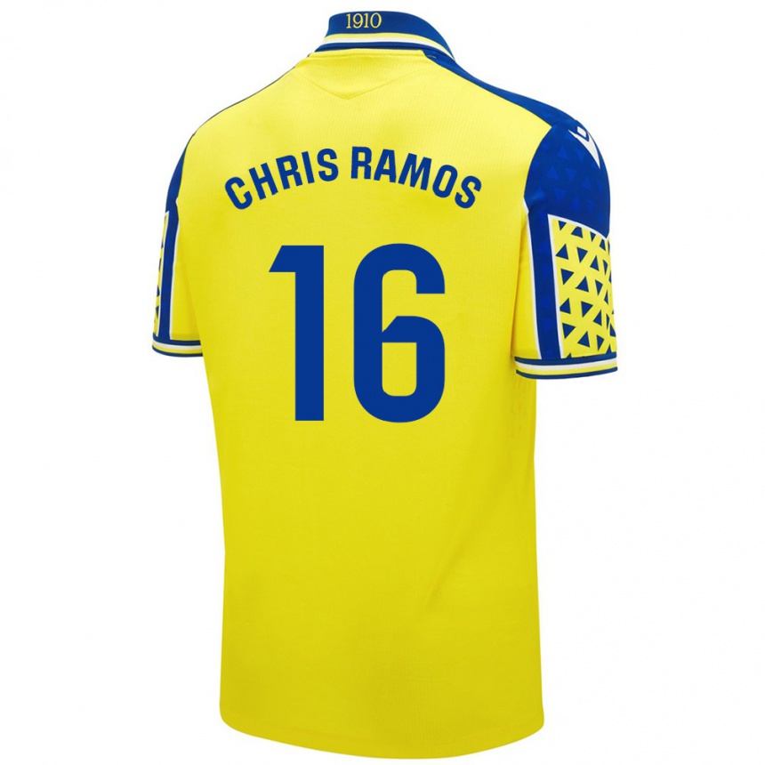 Niño Fútbol Camiseta Chris Ramos #16 Amarillo Azul 1ª Equipación 2024/25