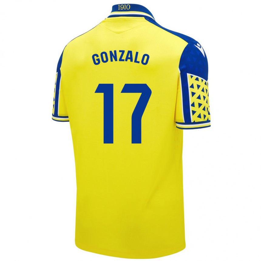 Niño Fútbol Camiseta Gonzalo Escalante #17 Amarillo Azul 1ª Equipación 2024/25