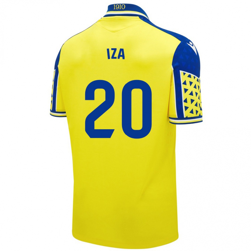 Niño Fútbol Camiseta Iza Carcelén #20 Amarillo Azul 1ª Equipación 2024/25