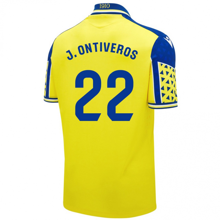 Niño Fútbol Camiseta Javi Ontiveros #22 Amarillo Azul 1ª Equipación 2024/25