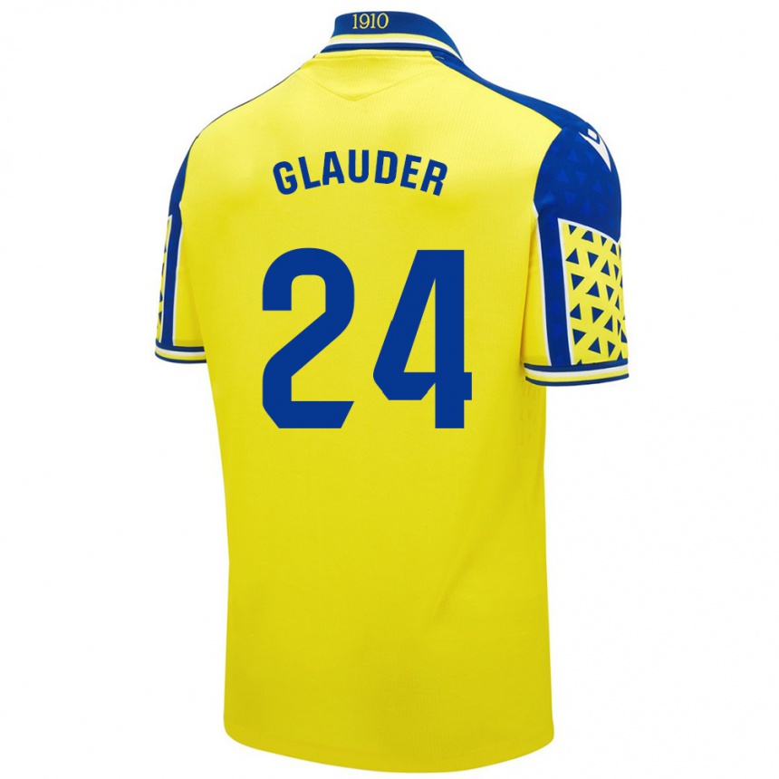 Niño Fútbol Camiseta Cristian Glauder #24 Amarillo Azul 1ª Equipación 2024/25