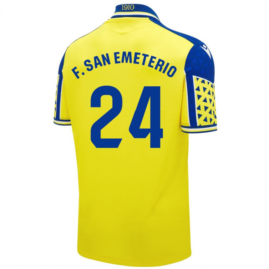 Niño Fútbol Camiseta Fede San Emeterio #24 Amarillo Azul 1ª Equipación 2024/25