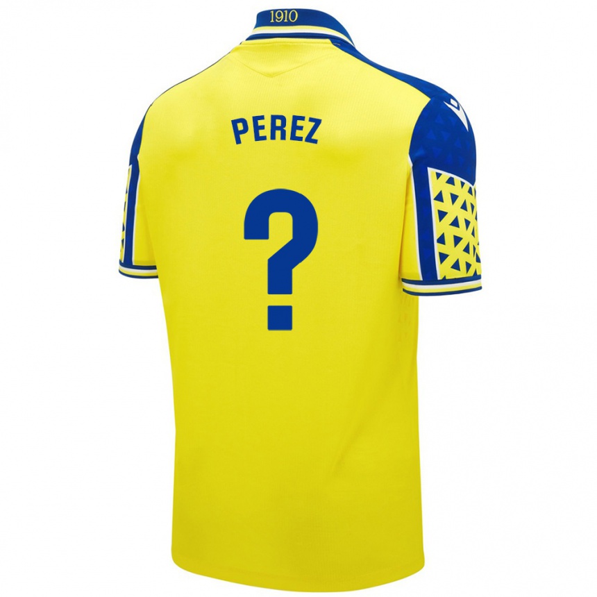 Niño Fútbol Camiseta Ángel Pérez #0 Amarillo Azul 1ª Equipación 2024/25