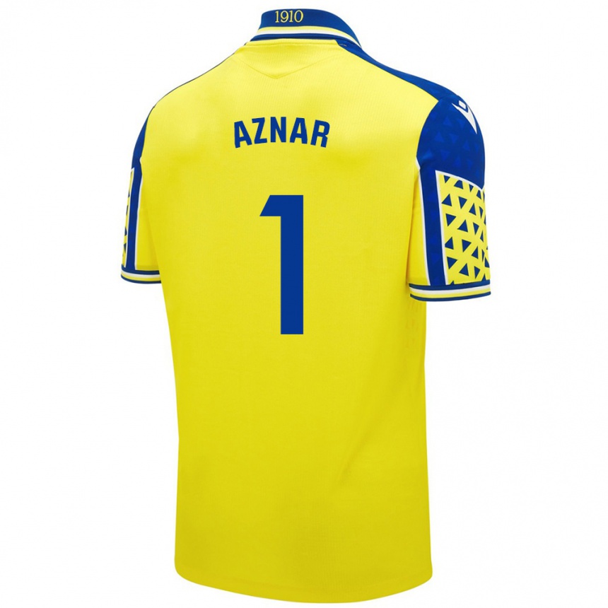 Niño Fútbol Camiseta Victor Aznar #1 Amarillo Azul 1ª Equipación 2024/25