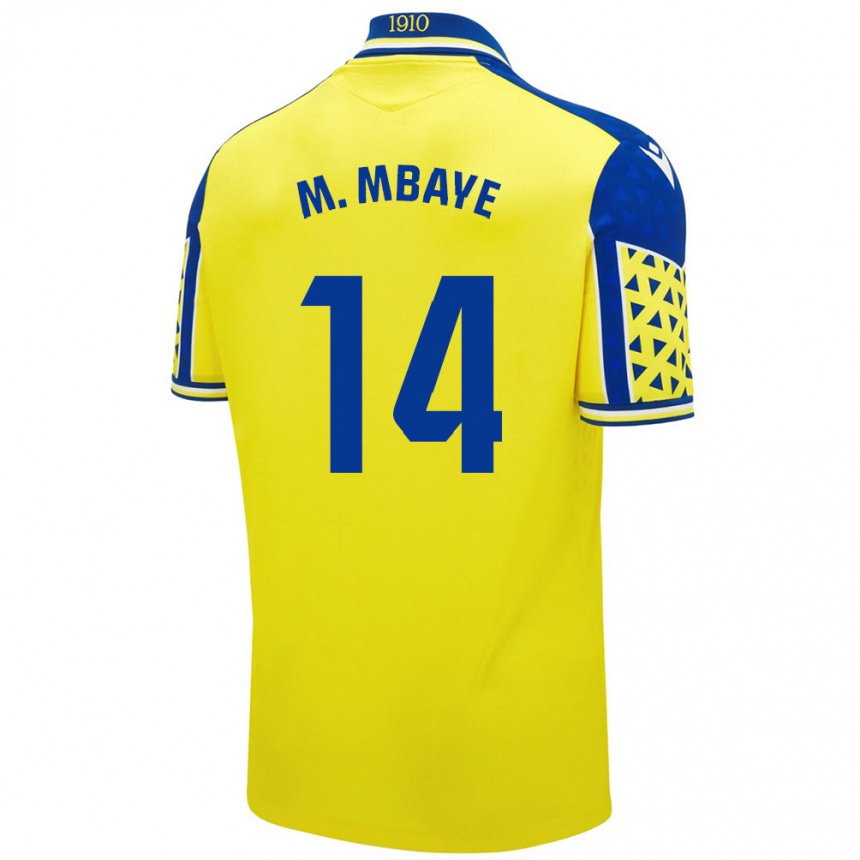 Niño Fútbol Camiseta Momo Mbaye #14 Amarillo Azul 1ª Equipación 2024/25