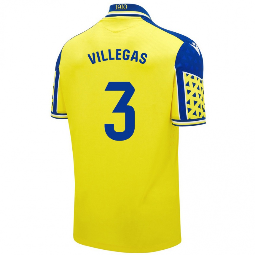 Niño Fútbol Camiseta Virginia Villegas Rico #3 Amarillo Azul 1ª Equipación 2024/25