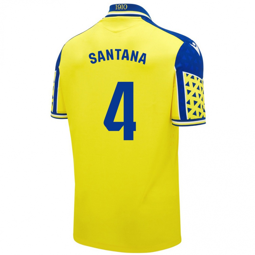 Niño Fútbol Camiseta María Del Carmen Santana Vázquez #4 Amarillo Azul 1ª Equipación 2024/25