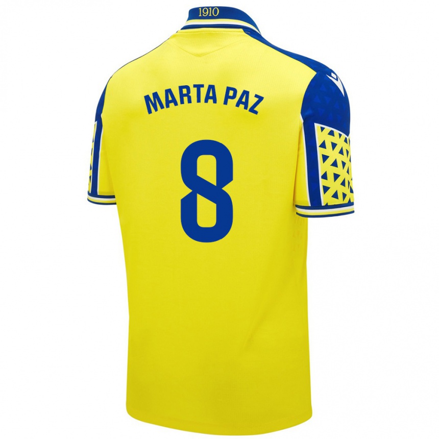 Niño Fútbol Camiseta Marta Milagros Paz Cruz #8 Amarillo Azul 1ª Equipación 2024/25