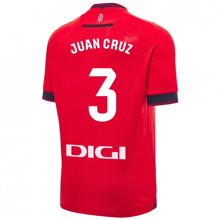 Niño Fútbol Camiseta Juan Cruz #3 Rojo Blanco 1ª Equipación 2024/25