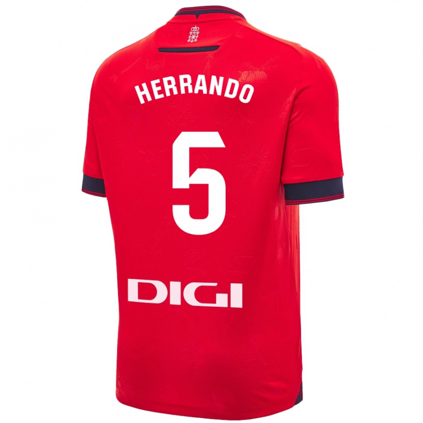 Niño Fútbol Camiseta Jorge Herrando #5 Rojo Blanco 1ª Equipación 2024/25