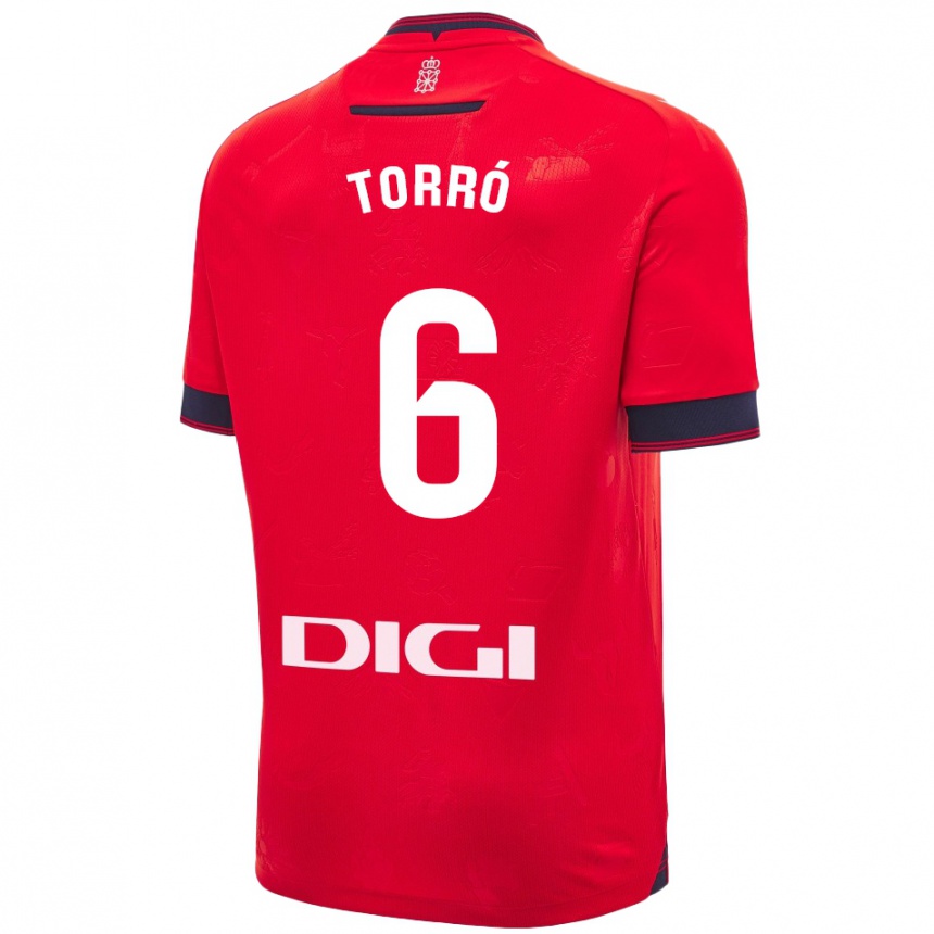 Niño Fútbol Camiseta Lucas Torró #6 Rojo Blanco 1ª Equipación 2024/25