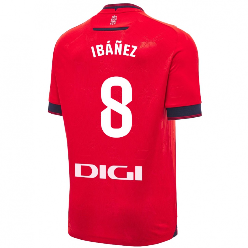 Niño Fútbol Camiseta Pablo Ibáñez #8 Rojo Blanco 1ª Equipación 2024/25