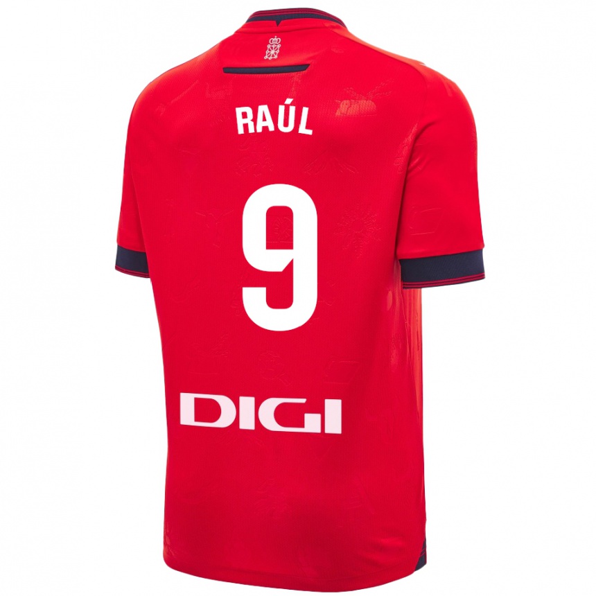 Niño Fútbol Camiseta Raúl García #9 Rojo Blanco 1ª Equipación 2024/25