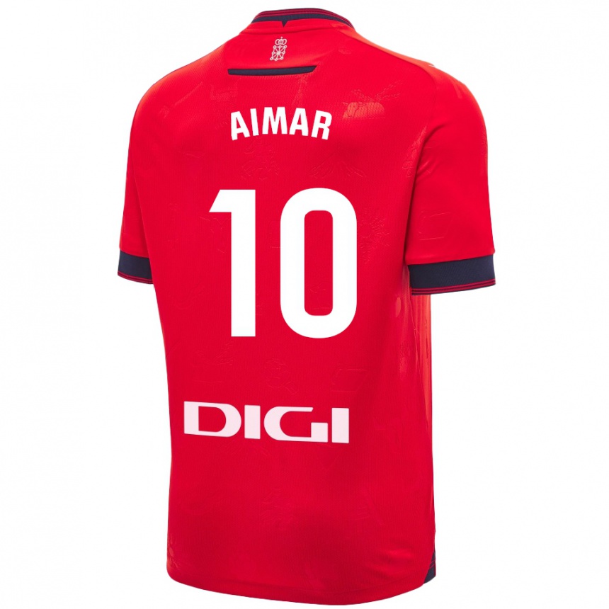 Niño Fútbol Camiseta Aimar Oroz #10 Rojo Blanco 1ª Equipación 2024/25