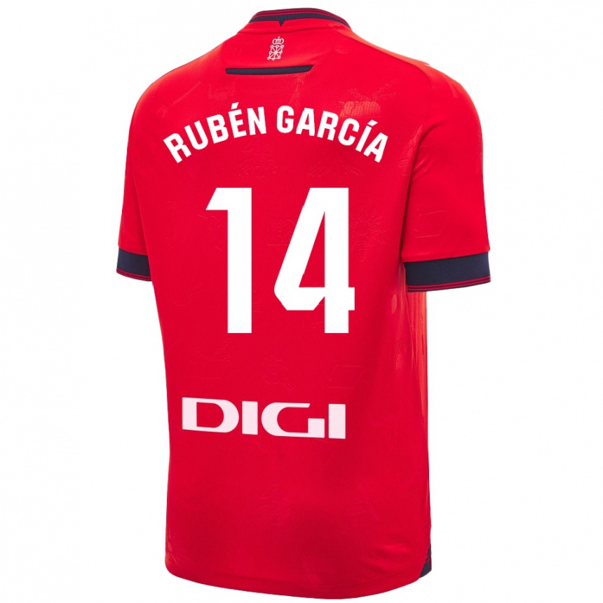 Niño Fútbol Camiseta Rubén García #14 Rojo Blanco 1ª Equipación 2024/25