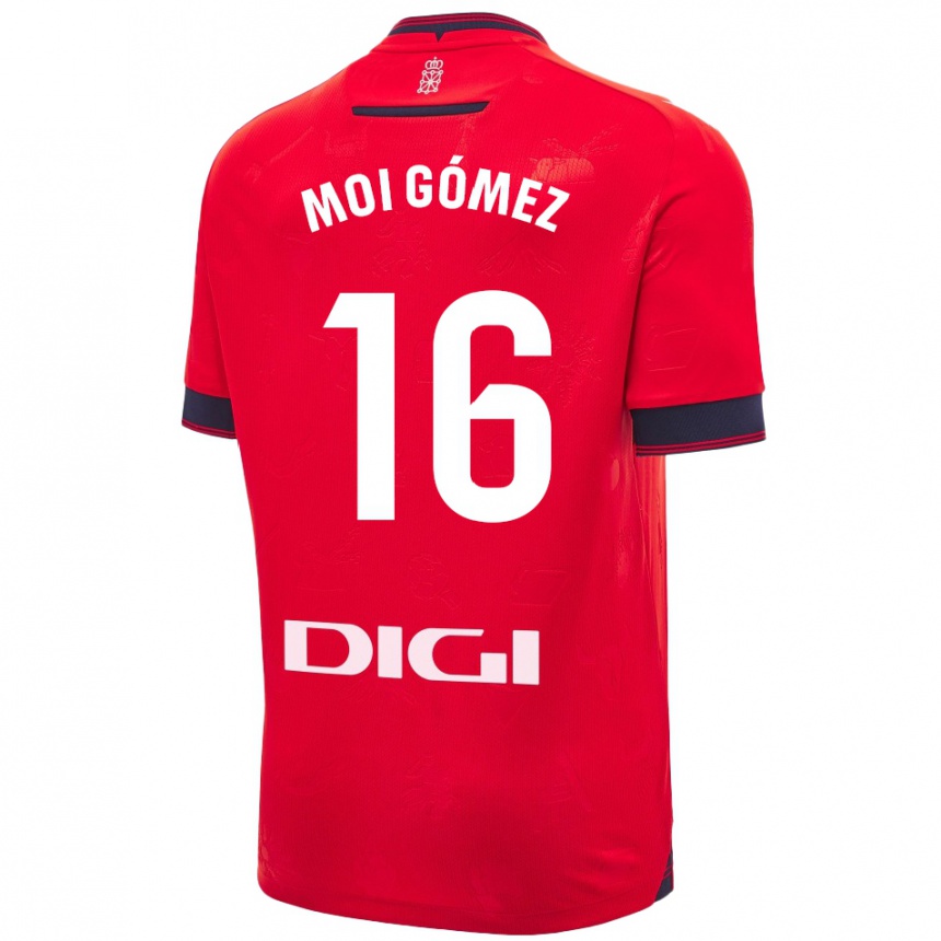 Niño Fútbol Camiseta Moi Gómez #16 Rojo Blanco 1ª Equipación 2024/25