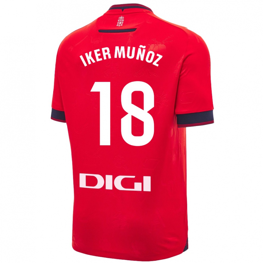 Niño Fútbol Camiseta Iker Muñoz #18 Rojo Blanco 1ª Equipación 2024/25