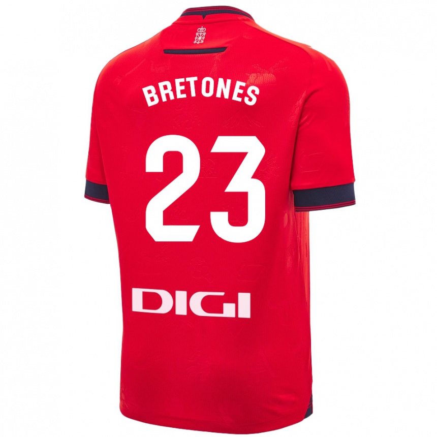 Niño Fútbol Camiseta Abel Bretones #23 Rojo Blanco 1ª Equipación 2024/25