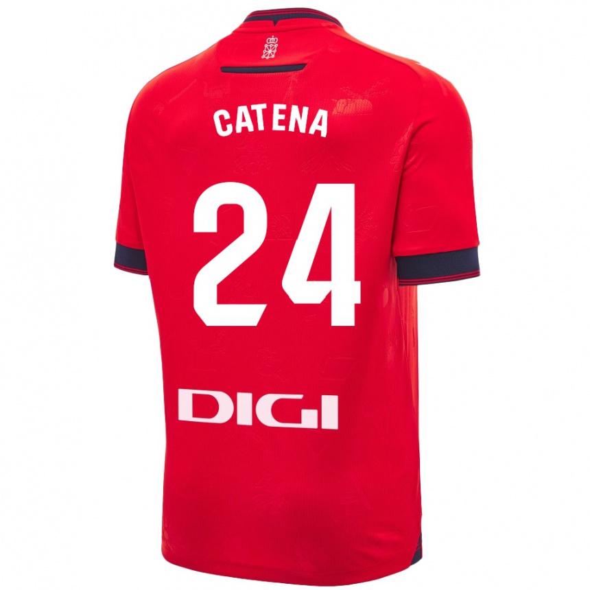 Niño Fútbol Camiseta Alejandro Catena #24 Rojo Blanco 1ª Equipación 2024/25