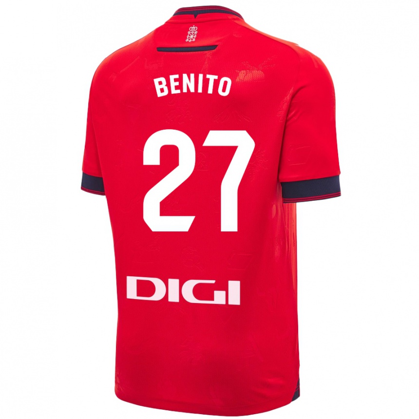 Niño Fútbol Camiseta Iker Benito #27 Rojo Blanco 1ª Equipación 2024/25