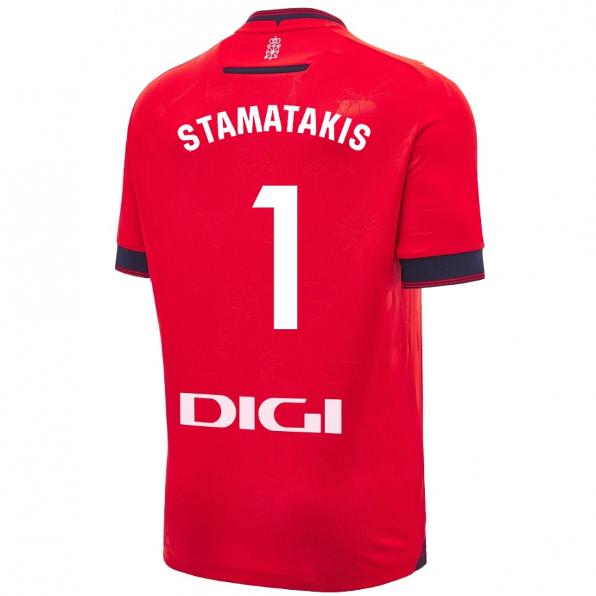 Niño Fútbol Camiseta Dimitrios Stamatakis #1 Rojo Blanco 1ª Equipación 2024/25