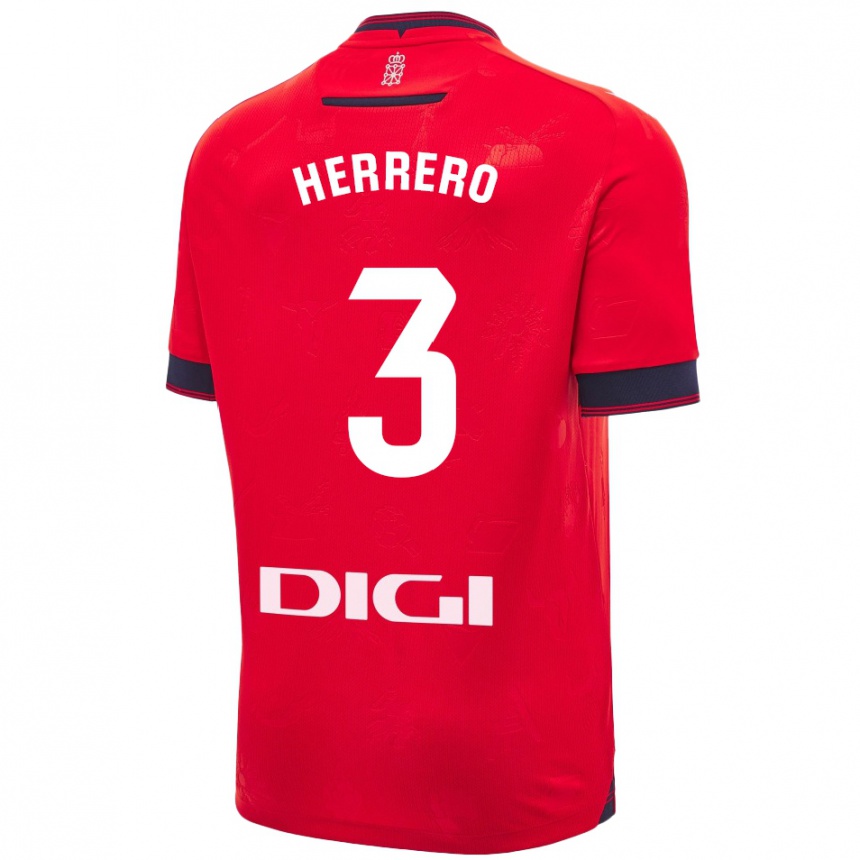 Niño Fútbol Camiseta Toni Herrero #3 Rojo Blanco 1ª Equipación 2024/25