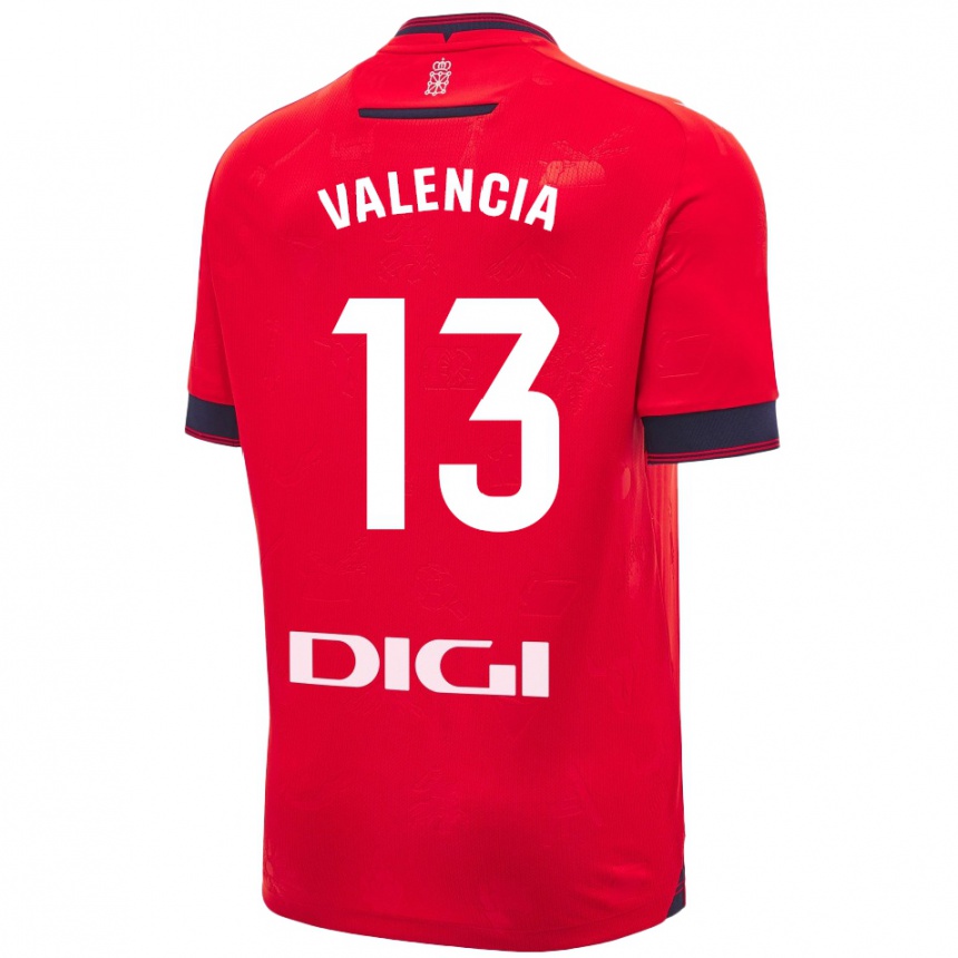 Niño Fútbol Camiseta Pablo Valencia #13 Rojo Blanco 1ª Equipación 2024/25