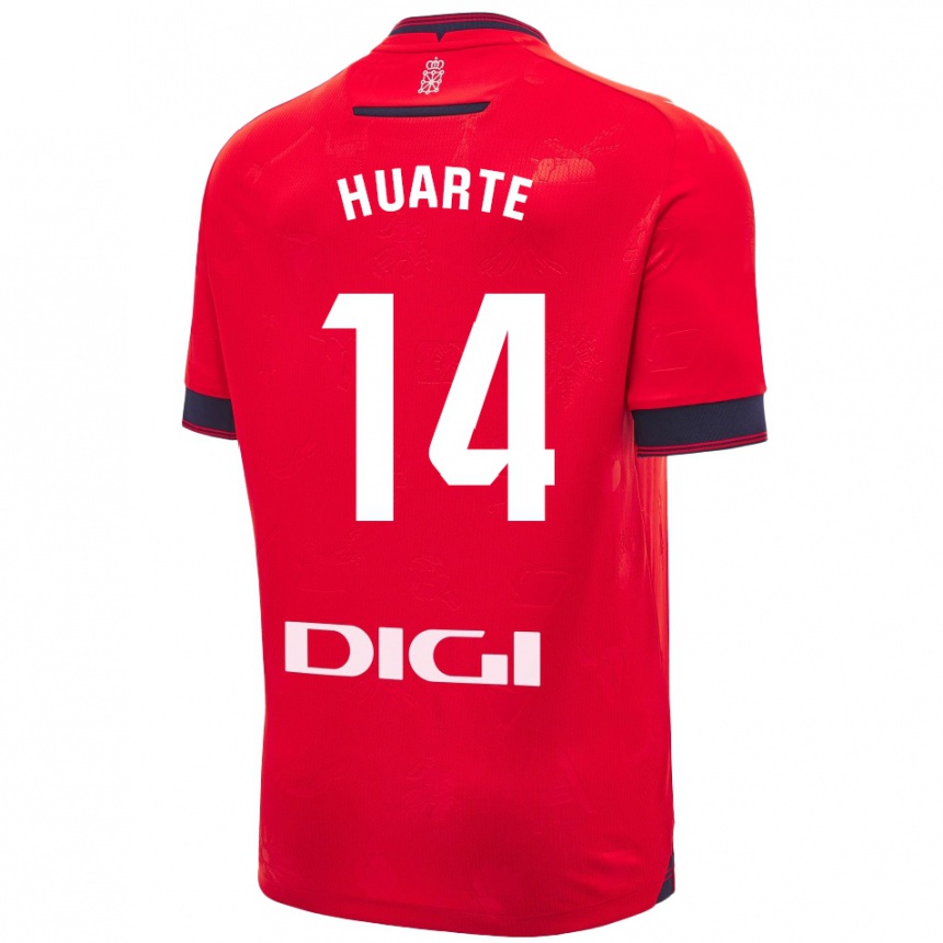 Niño Fútbol Camiseta Xabi Huarte #14 Rojo Blanco 1ª Equipación 2024/25