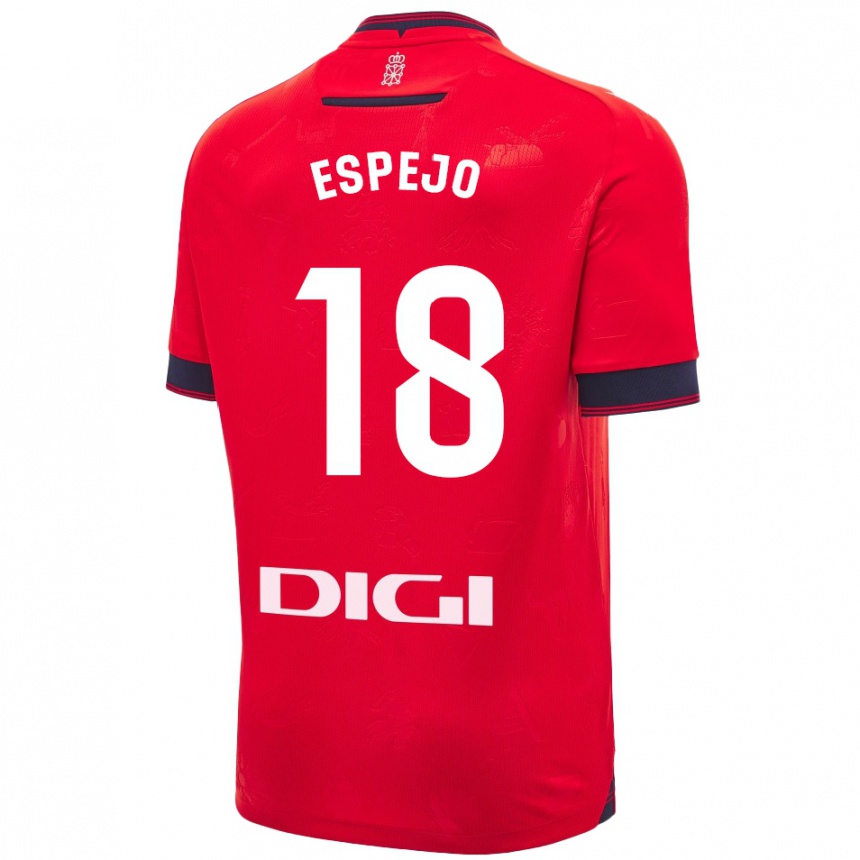 Niño Fútbol Camiseta Diego Espejo #18 Rojo Blanco 1ª Equipación 2024/25