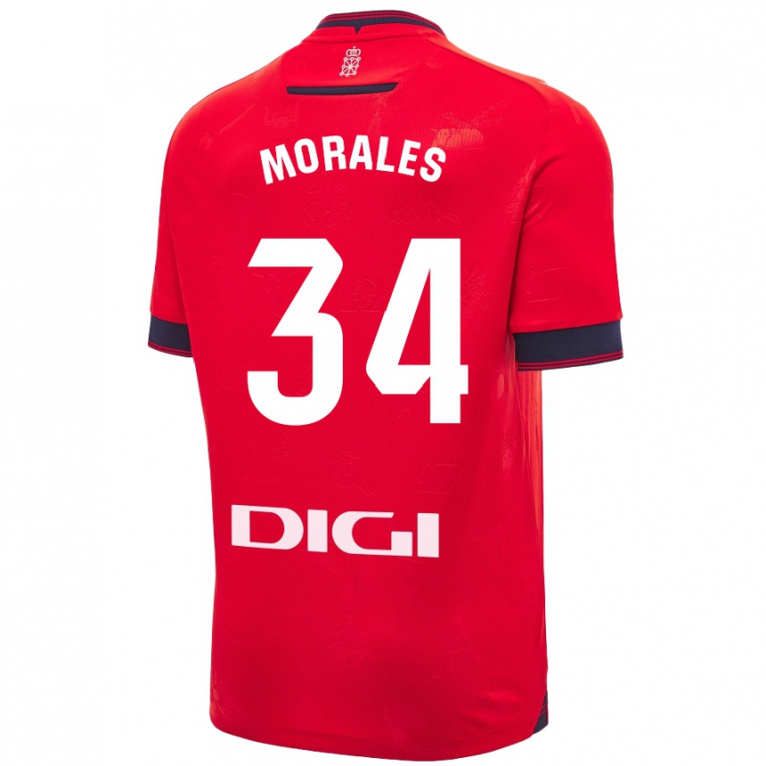 Niño Fútbol Camiseta Anai Morales #34 Rojo Blanco 1ª Equipación 2024/25