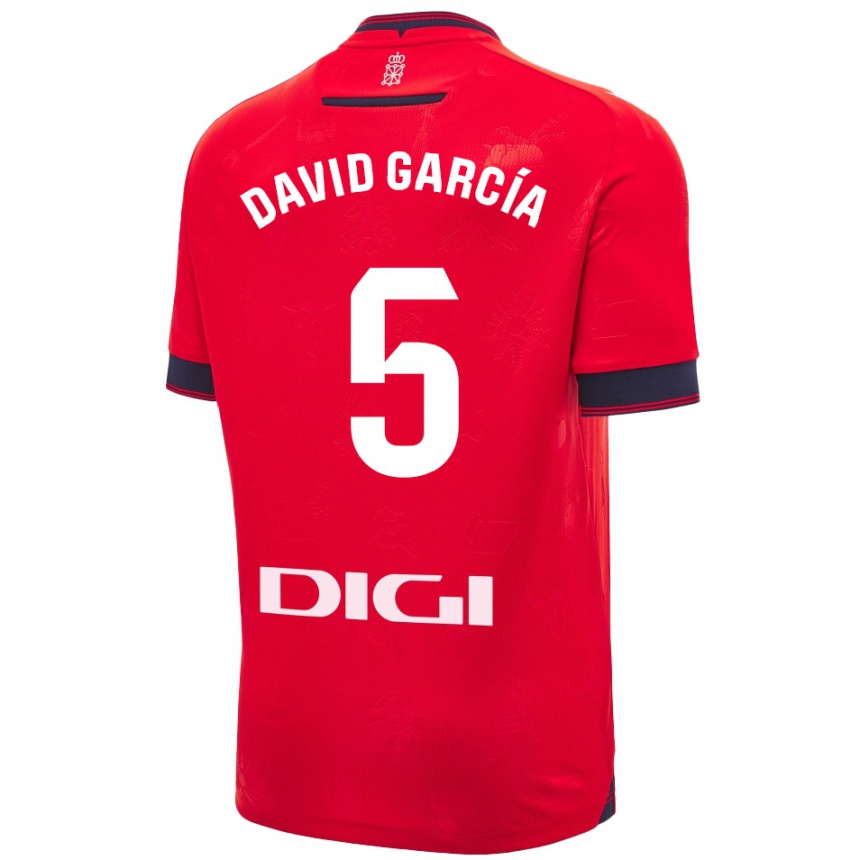 Niño Fútbol Camiseta David García #5 Rojo Blanco 1ª Equipación 2024/25