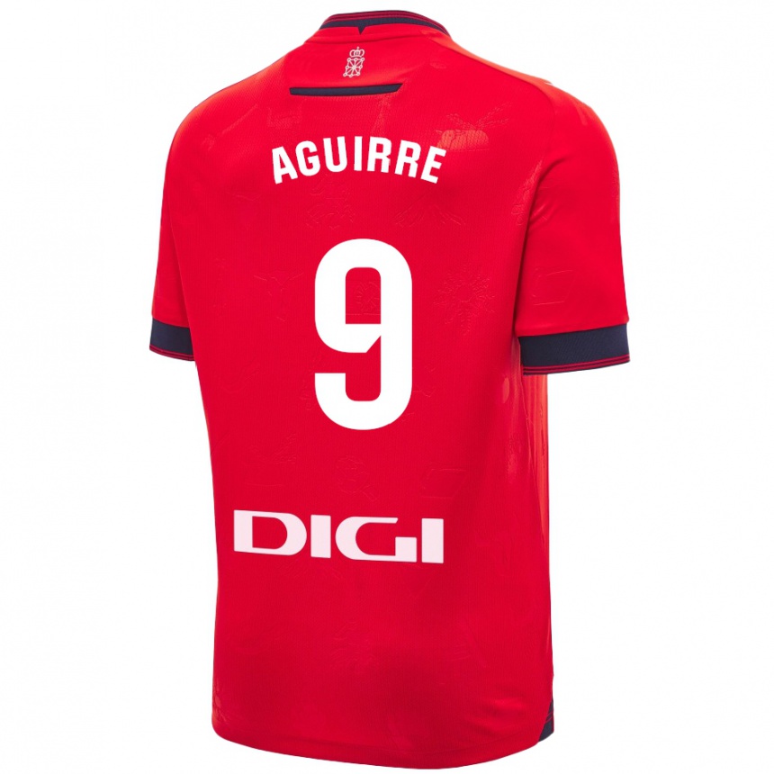 Niño Fútbol Camiseta Jorge Aguirre #9 Rojo Blanco 1ª Equipación 2024/25