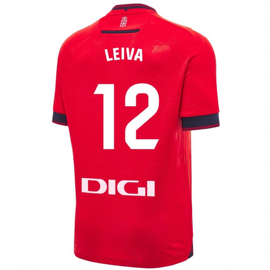 Niño Fútbol Camiseta Álvaro Leiva #12 Rojo Blanco 1ª Equipación 2024/25