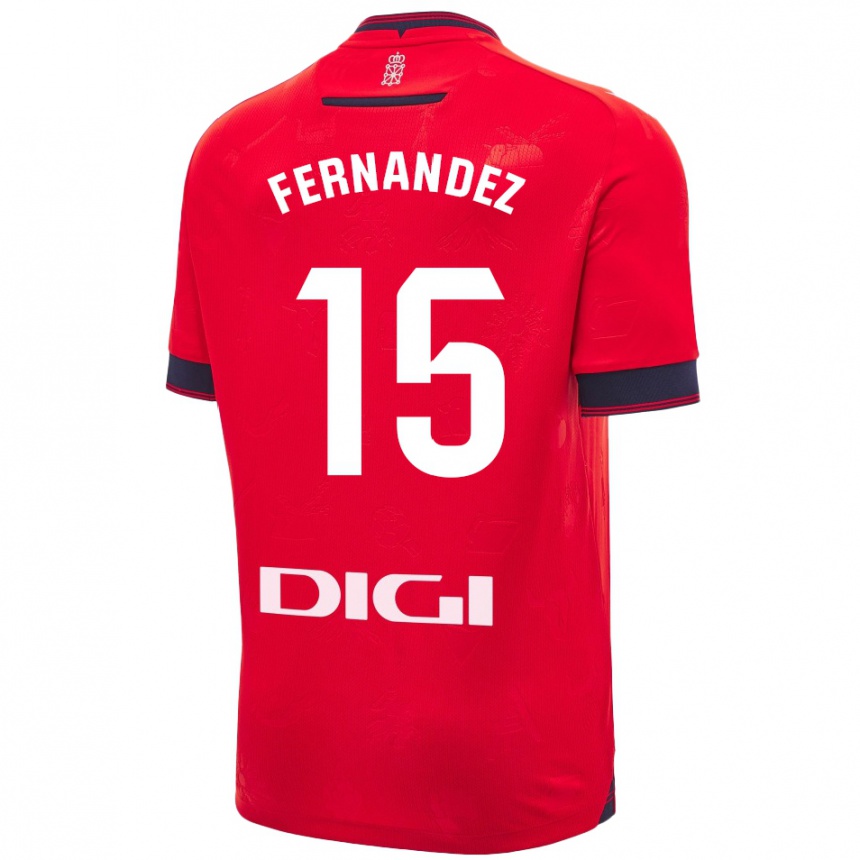 Niño Fútbol Camiseta Leyre Fernández Sánchez #15 Rojo Blanco 1ª Equipación 2024/25