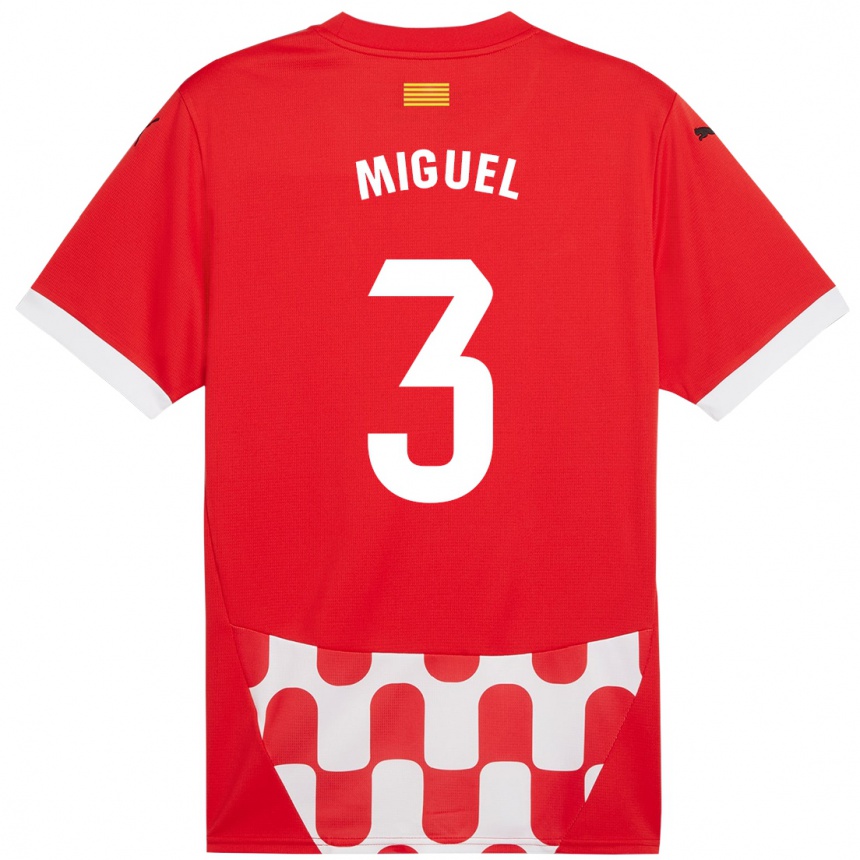 Niño Fútbol Camiseta Miguel Gutiérrez #3 Rojo Blanco 1ª Equipación 2024/25