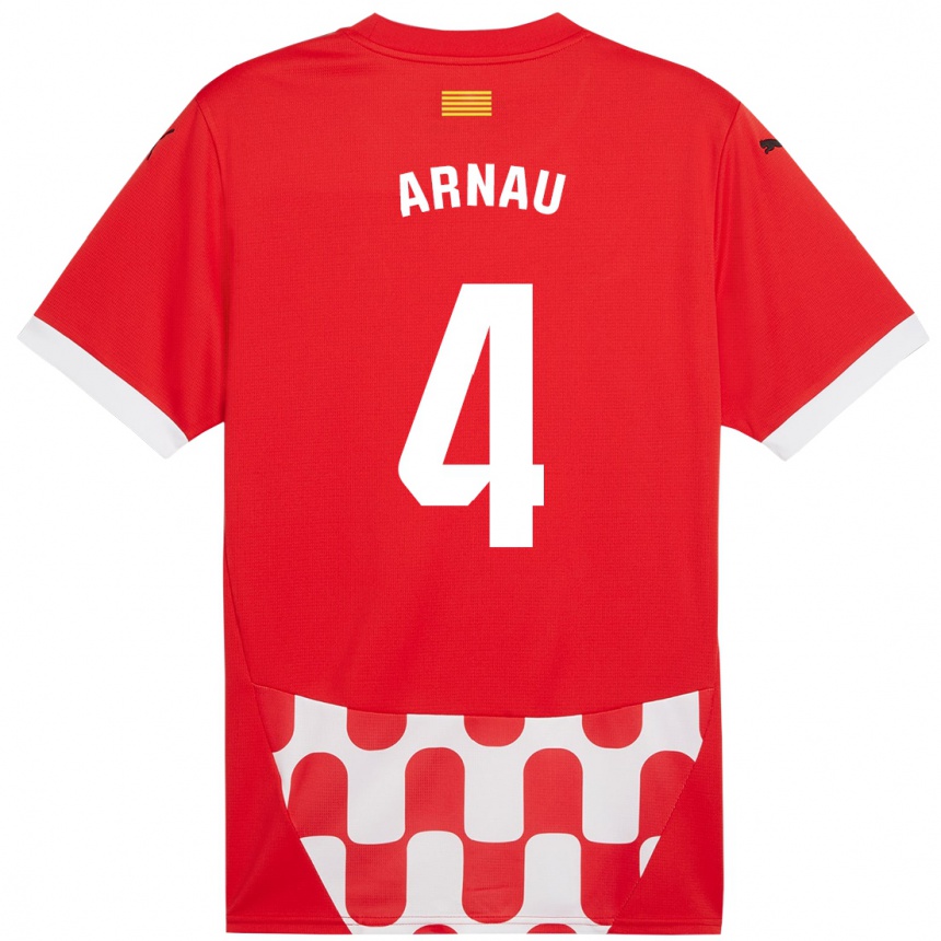 Niño Fútbol Camiseta Arnau Martínez #4 Rojo Blanco 1ª Equipación 2024/25