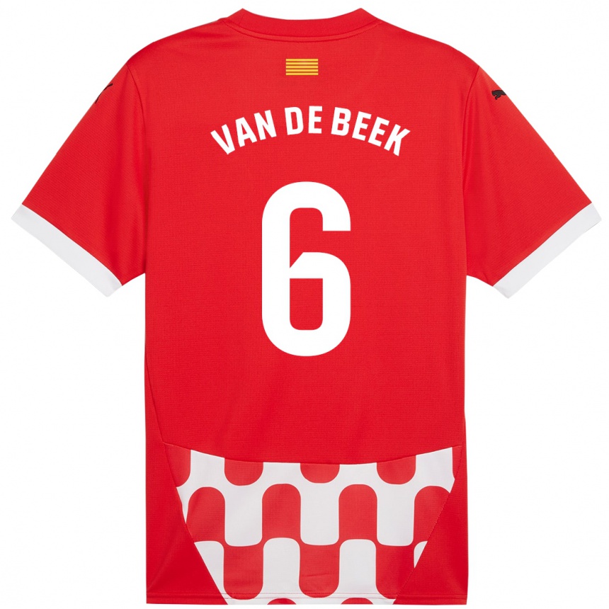 Niño Fútbol Camiseta Donny Van De Beek #6 Rojo Blanco 1ª Equipación 2024/25